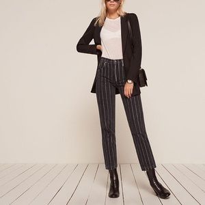 Reformation Roper Striped Mid Rise Straight Leg Jean
